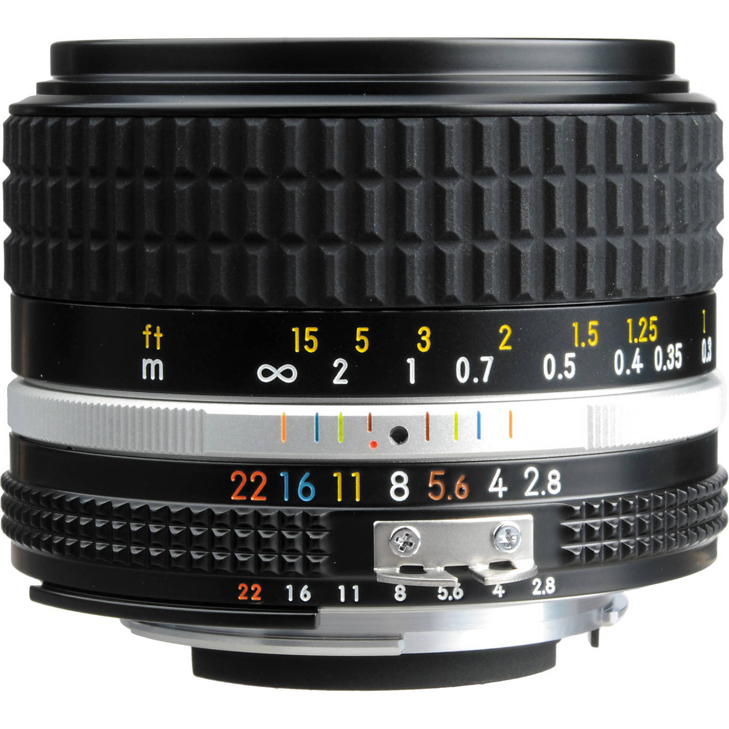 Manual aperture lens showing f-stop markings from f/2.8 to f/22 in one-stop increments