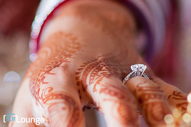 100 percent crop of wedding ring photograph showing sharpness achievable with single point continuous autofocus on Nikon D700 at f/1.8