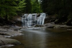 Zoner Studio Long Exposure stacking result — silky waterfall in a forest
