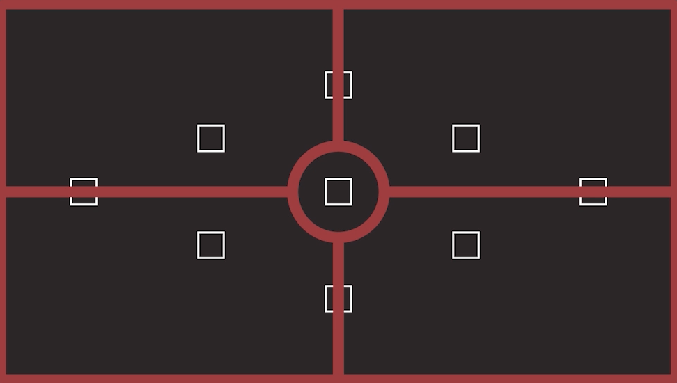 Matrix metering mode diagram showing how the camera divides the frame into multiple zones for scene-based exposure calculation
